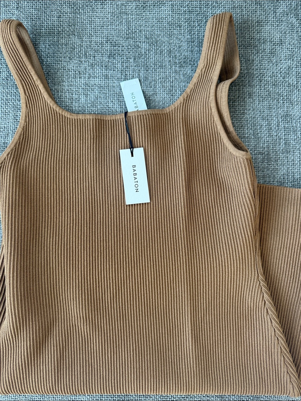 Babaton Ribbed Square-Neck Tank Top - Camel